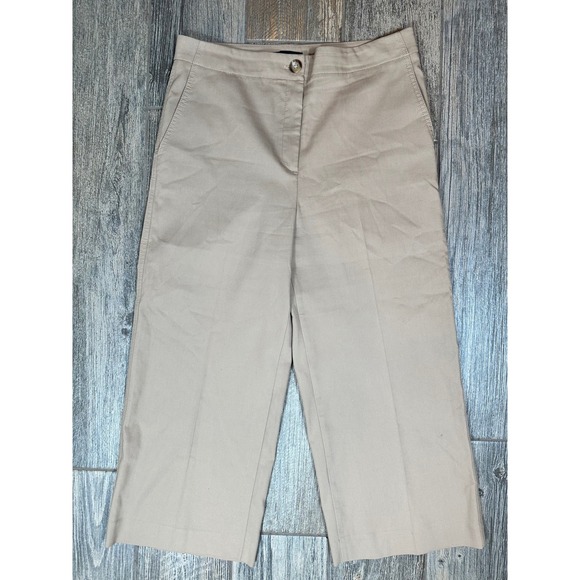 Ann Taylor Pants - Ann Taylor Womens Size 14 Cropped Wide Leg Khaki Tan Casual‎ Pants